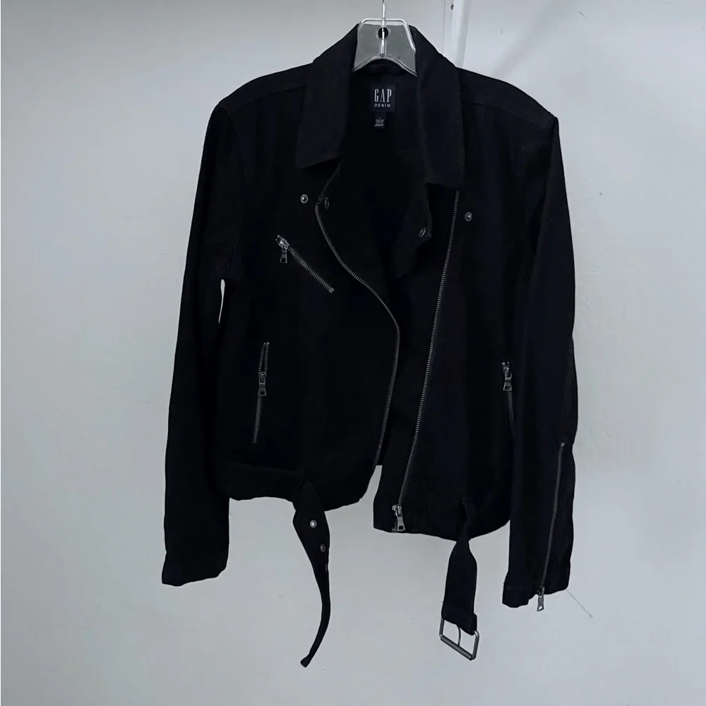 Gap Black Denim Moto Style Jacket - Picture 4 of 5